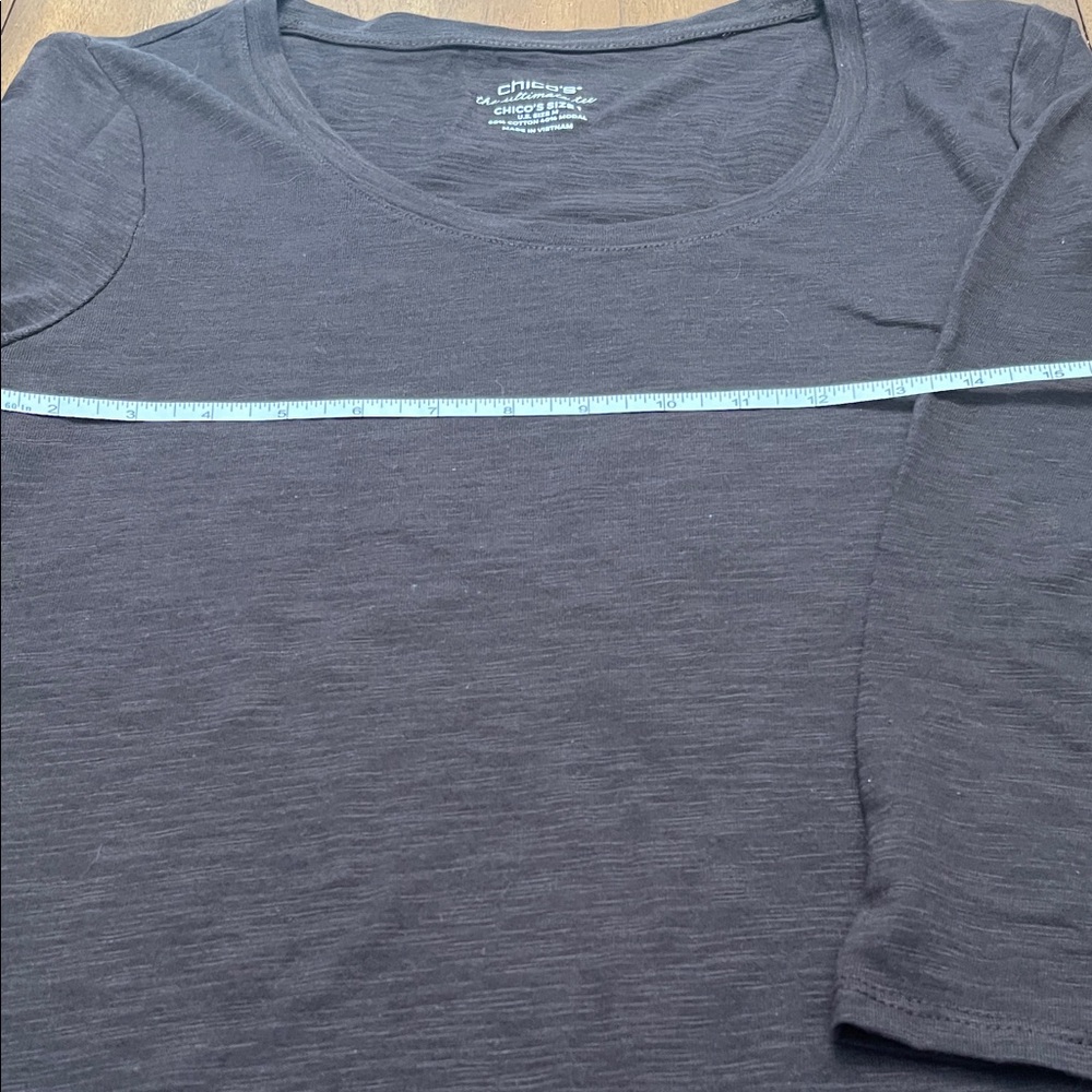 Chico's Cotton Slub 3/4 Sleeve Crossover Tee Cocoa Bean (Brown) Sz 1 (Medium)